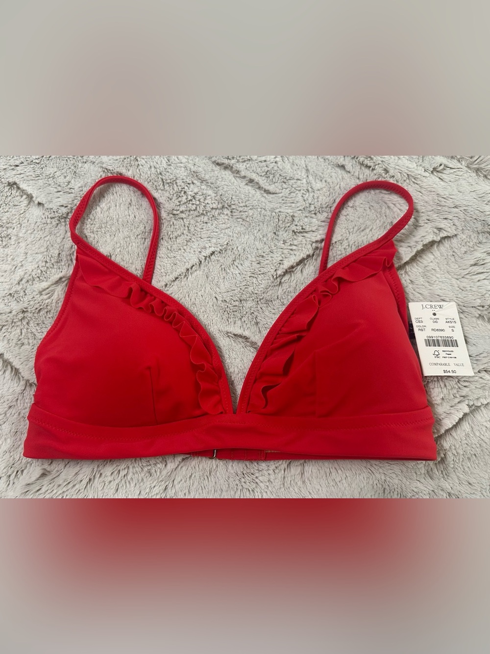 J. Crew Factory red ruffle french bikini top size small - Picture 6 of 13